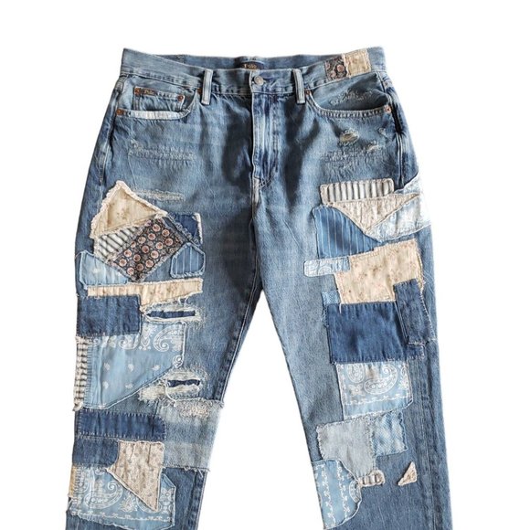 Polo Ralph Lauren Avery Patchwork Boyfriend Rope Dyed Women's Jeans Size 29 - Picture 5 of 12